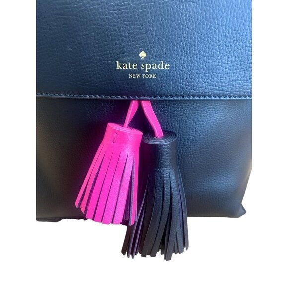 kate spade Foster Court Kirk Backpack Leather Black Sweetheart Pink - Picture 4 of 12